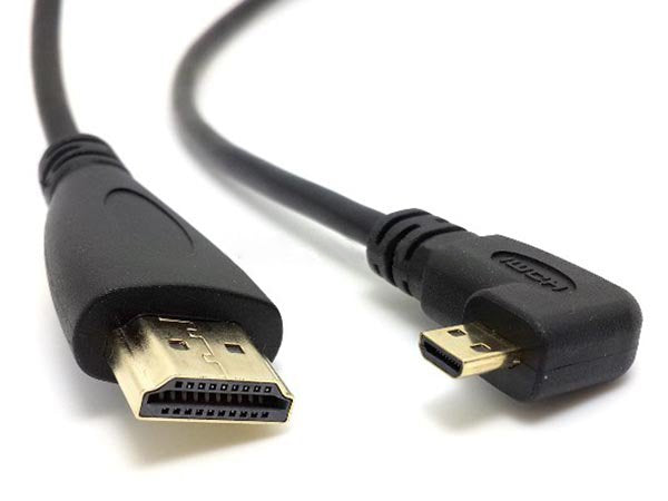 Adaptador de cable con conector angular Micro HDMI a HDMI estándar System-S
