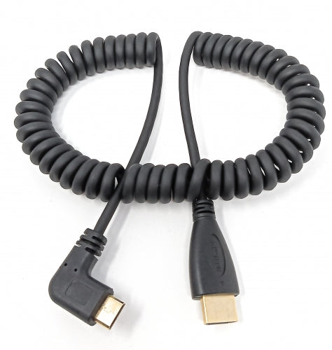 SYSTEM-S HDMI Kabel 1,8 m Stecker zu Mini Stecker Spirale Winkel in Schwarz