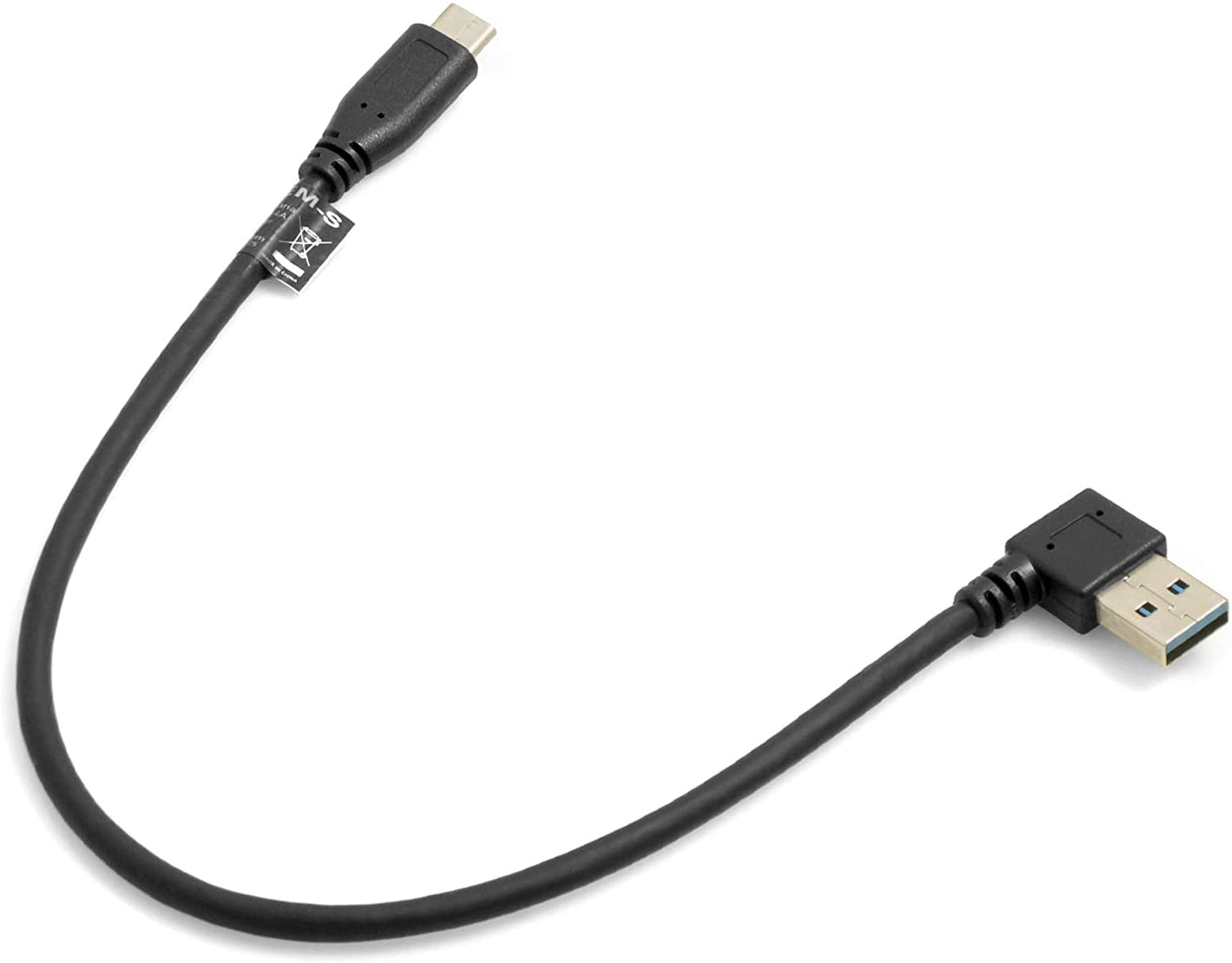 Cable USB SYSTEM-S Tipo C (Macho) a 3.0 A (Macho) ángulo izquierdo 32 cm