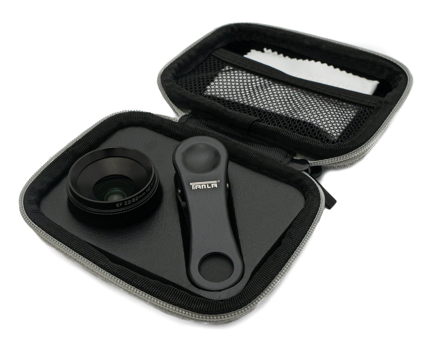SYSTEM-S macro lens 1.1x to 2.8x magnification with clip and protective case for smartphone