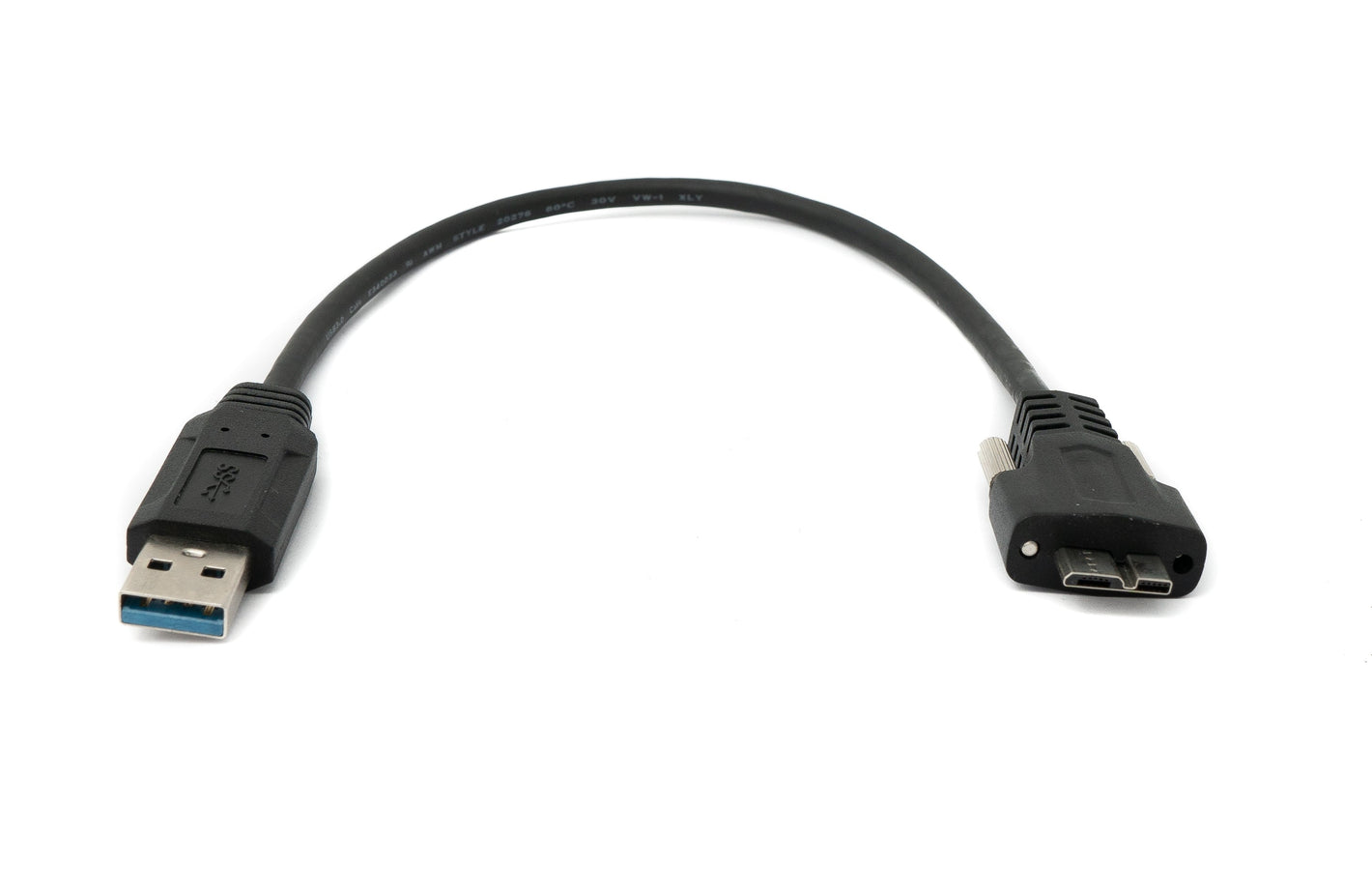 SYSTEM-S USB 3.0 cable 30 cm Micro B plug to Type A plug screw in black