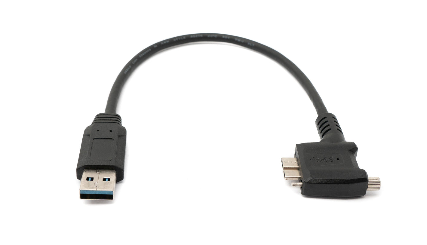 SYSTEM-S USB 3.0 cable 30 cm Micro B plug to Type A plug screw angle in black