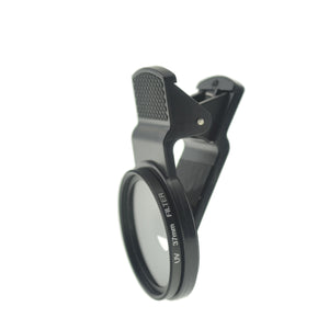 SYSTEM-S UV filter 37 mm thread with clip in black for smartphone