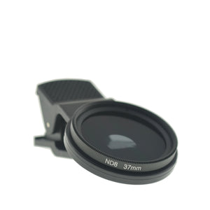 SYSTEM-S ND8 Filter 37 mm Neutraldichtefilter Graufilter mit Clip für Smartphone