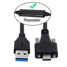 Lade das Bild in den Galerie-Viewer, USB 3.1 Kabel 8 m Typ C Stecker zu 3.0 Typ A Stecker Schraube in Schwarz
