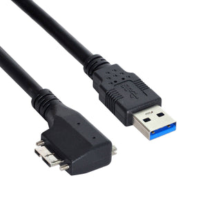 Câble USB 3.0 3 m type A mâle vers micro B mâle coudé à vis noir