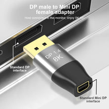 Lade das Bild in den Galerie-Viewer, Mini Display Port Adapter 1.4 Stecker zu Display Port  Stecker in Schwarz
