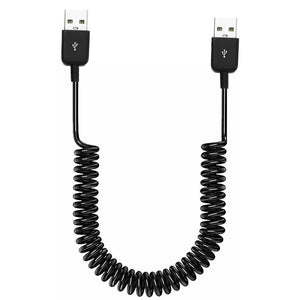 SYSTEM-S USB 2.0 Kabel 90 cm Typ A Stecker zu Stecker Spirale ausziehbar in Schwarz