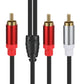 SYSTEM-S Y Cinch RCA Kabel 25 cm 1 polig Stecker zu 2x Stecker Audio in Schwarz