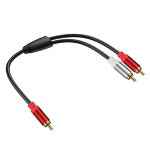 SYSTEM-S Y Cinch RCA Kabel 25 cm 1 polig Stecker zu 2x Stecker Audio in Schwarz