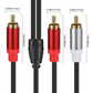 SYSTEM-S Y Cinch RCA Kabel 25 cm 1 polig Stecker zu 2x Stecker Audio in Schwarz