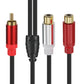 SYSTEM-S Y Cinch RCA Kabel 25 cm 1 polig Stecker zu 2x Buchse Audio in Schwarz