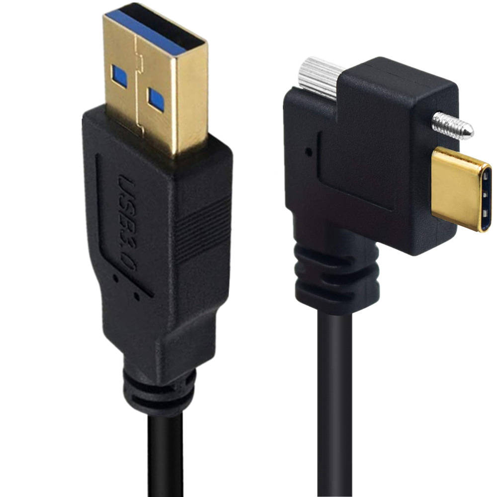 SYSTEM-S USB 3.1 cable 200 cm Type C plug to 3.0 A plug angled left right angled