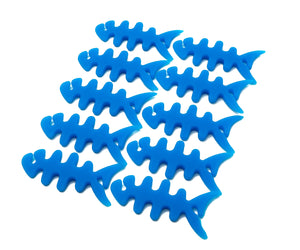 SYSTEM-S Set of 10 Cable Manager Wrap Cable Winder Fish Shape Silicone Winder Cable Protector in Blue