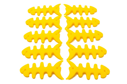 SYSTEM-S Set of 10 cable manager wrap cable reel fish shape silicone reel cable protector in yellow