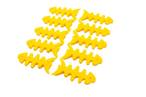 SYSTEM-S Set of 10 cable manager wrap cable reel fish shape silicone reel cable protector in yellow