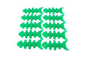 SYSTEM-S Set of 10 cable manager wrap cable reel fish shape silicone reel cable protector in green