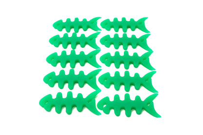 SYSTEM-S Set of 10 cable manager wrap cable reel fish shape silicone reel cable protector in green