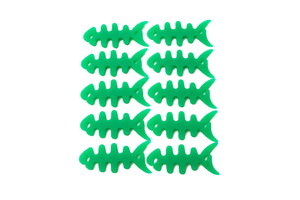 SYSTEM-S Set of 10 cable manager wrap cable reel fish shape silicone reel cable protector in green