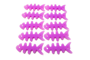 SYSTEM-S Set of 10 cable manager wrap cable reel fish shape silicone reel cable protector in purple