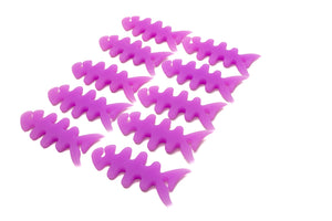 SYSTEM-S Set of 10 cable manager wrap cable reel fish shape silicone reel cable protector in purple