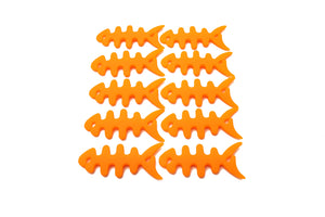 SYSTEM-S Set of 10 Cable Manager Wrap Cable Winder Fish Shape Silicone Winder Cable Protector in Orange