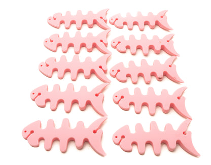 SYSTEM-S Lot de 10 Enrouleur de Câble Enrouleur de Câble Enrouleur de Câble En Silicone En Forme de Poisson Protecteur de Câble en Rose