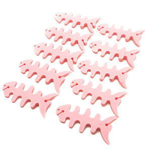 SYSTEM-S Set of 10 cable manager wrap cable reel fish shape silicone reel cable protector in pink