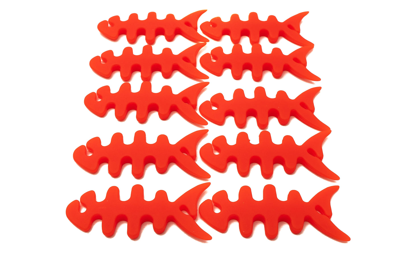 SYSTEM-S Set of 10 cable manager wrap cable reel fish shape silicone reel cable protector in red