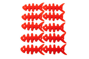 SYSTEM-S Set of 10 cable manager wrap cable reel fish shape silicone reel cable protector in red