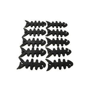 SYSTEM-S Set of 10 cable manager wrap cable reel fish shape silicone reel cable protector in black