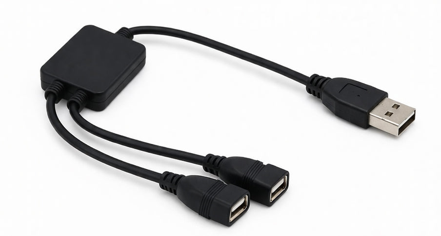 SYSTEM-S USB 2.0 Y Splitter Cable USB A Male to 2× USB A Passive USB Hub 30 cm