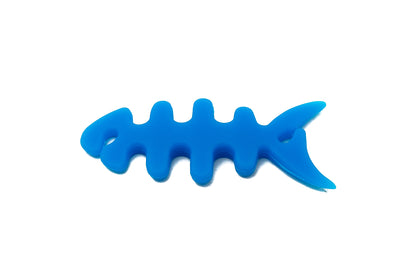 SYSTEM-S Cable Manager Wrap Cable Winder Fish Shape Silicone Winder Cable Protector for Headphones in Blue