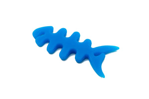 SYSTEM-S Cable Manager Wrap Cable Winder Fish Shape Silicone Winder Cable Protector for Headphones in Blue