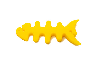 Enrouleur de câble en silicone en forme de poisson, gestionnaire de câbles SYSTEM-S, protection de câble pour écouteurs en jaune