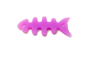 Enrouleur de câble en silicone en forme de poisson, gestionnaire de câbles SYSTEM-S, protection de câble pour écouteurs en violet