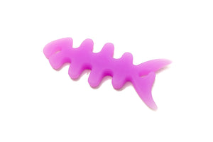 Enrouleur de câble en silicone en forme de poisson, gestionnaire de câbles SYSTEM-S, protection de câble pour écouteurs en violet