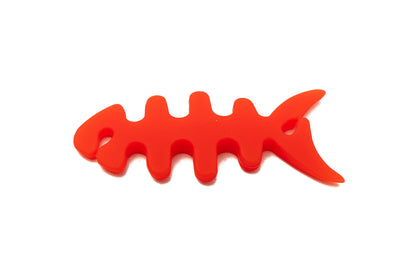 System-S Cable Manager Wrap Cable Reel Fish Shape Silicone Winder Cable Protector for Headphones, Red