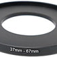 SYSTEM-S Objektiv Adapter 37 mm Gewinde zu 67 mm Step Up Ring in Schwarz für Filter