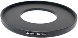 Adattatore per obiettivo con filettatura da 37 mm su anello step up da 67 mm in nero per filtri