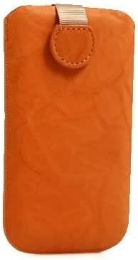 System-S leather case sleeve case cover with pull-out function in orange for Samsung Galaxy S2 SII i9100 