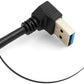 Micro USB 3.0 angolato a 90° verso sinistra su USB tipo A 3.0 angolato verso il basso cavo adattatore cavo dati cavo di ricarica 27 cm