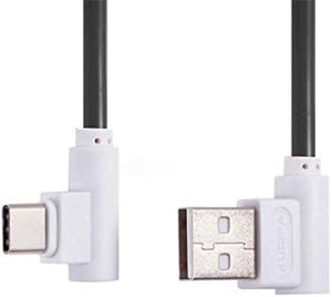 SYSTEM-S USB 3.1 Typ C 90° gewinkelt Winkelstecker zu USB 2.0 A Datenkabel Ladekabel Adapter Kabel 89 cm in Schwarz