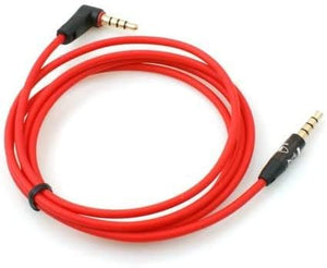 System-S 4-pin 3.5 mm jack to 3.5 jack plug angled 90° degree cable 110 cm red