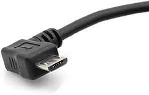 System-S Dehnbares Spiralkabel Micro USB 2.0 Kabel gewinkelt 90 grad Winkelstecker (rechts/male) Adapter Datenkabel und Ladekabel 50 - 135 cm