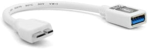 System-S Micro USB 3.0 OTG Host Adapter Cable (USB A Host to Micro-B Male) in White for Samsung Galaxy Note 3 20 cm