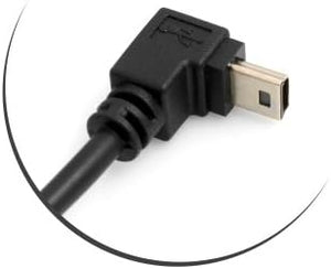 SYSTEM-S Cavo mini USB con angolo angolato di 90° verso l'alto per presa mini USB, adattatore, cavo dati, cavo di ricarica, 27 cm