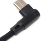 SYSTEM-S USB Typ C 3.1 Nylon Kabel auf umkehrbarer USB Schnittstelle Typ A 2.0 90° Grad gewinkelt in Schwarz 97 cm