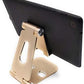 Soporte plegable de aluminio System-S para tablet y smartphone COLOR: dorado