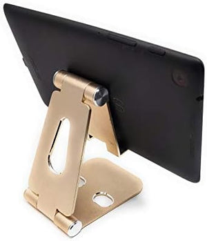 Soporte plegable de aluminio System-S para tablet y smartphone COLOR: dorado